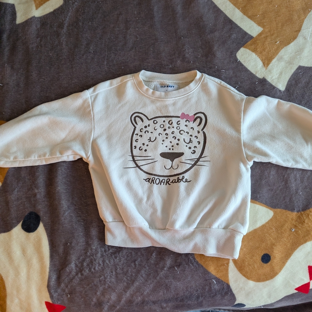 Old Navy White Kids Sweatshirt with Leopard Design